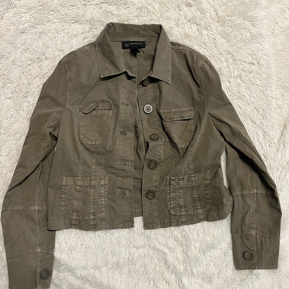 INC womans cargo jacket army green